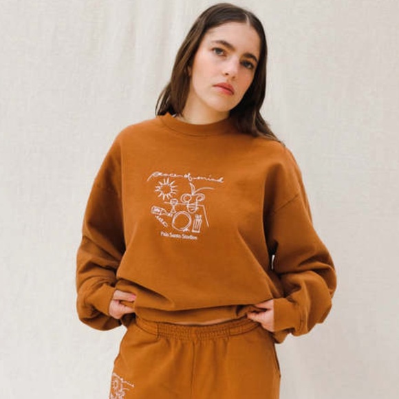 OZMA Sweaters - Palo Santo Studios Rust Brown Still Life Cotton Sweatshirt